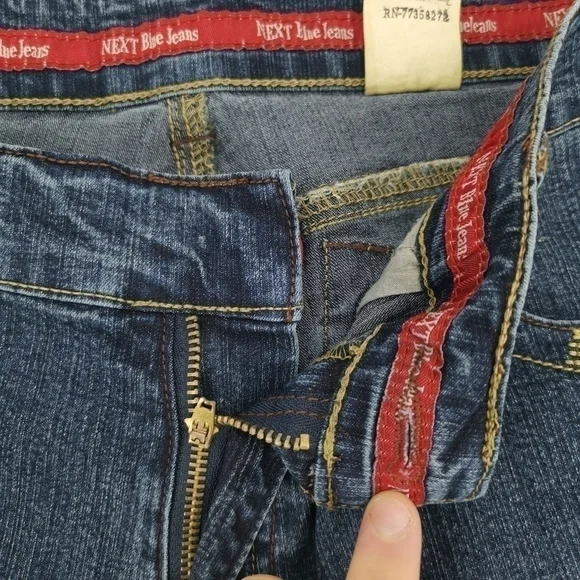 Next New Women's 13/14 Regular Boot Cut Blue Jeans Mid Rise with Embroidery - Picture 13 of 16